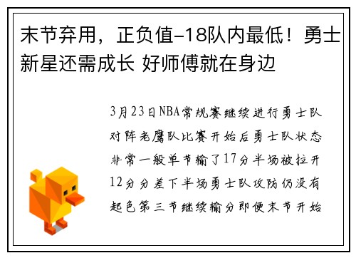末节弃用，正负值-18队内最低！勇士新星还需成长 好师傅就在身边