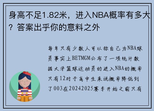 身高不足1.82米，进入NBA概率有多大？答案出乎你的意料之外